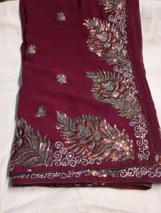 Embroidered sequence used saree