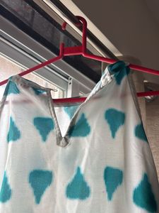 White &amp; Teal Print Sundress