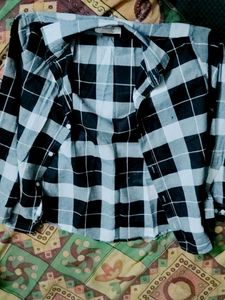Black and White Checked Button-Down