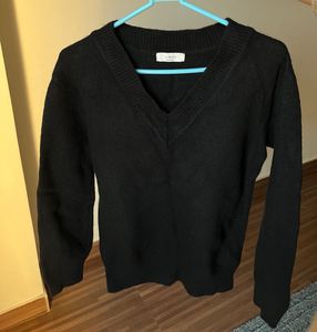 V Neck, Fuzzy Korean Sweater