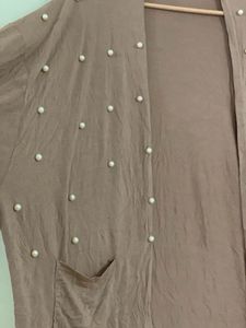 Elegant Pearl Embellished Cardigan
