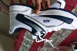 Stylish White &amp; Blue Sports Shoes