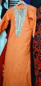 sale ORANGE worked kurti Small size