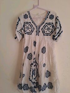 White Embroidered Midi Dress