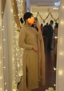 Elegant Golden Embroidered Kurti Set 📐