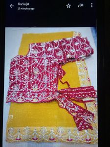 Bandhani Saree with Embellished Blouse Piece