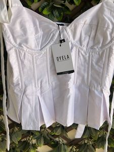 White Tie Shoulder Corset Top