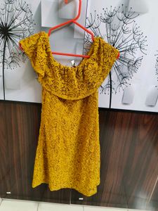Mustard Lace Mini Dress