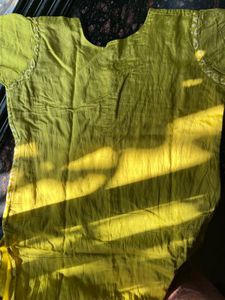 Lime green with white motif kurta