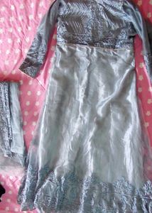 Elegant Grey Anarkali Gown
