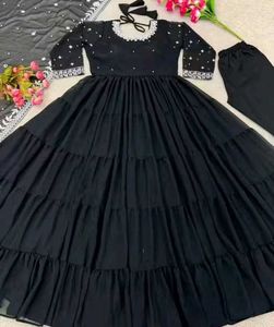 Elegant Black Anarkali Suit with Dupatta