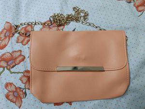 Peach Coral Chain Crossbody Bag