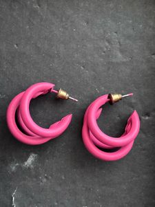 Pink Hoop Earrings