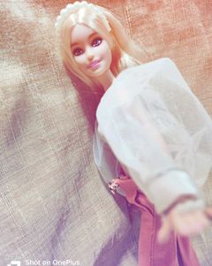 Barbie Doll Dress-White Tshirt With Peach Pants