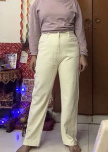 Urbanic Beige Wide Leg Jeans