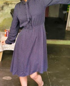Polka Dot Tie Neck Dress