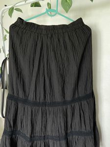 Tiered Black Midi Skirt
