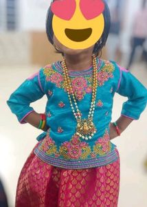 Semi Silk Aari Work Pattu Pavadai Set