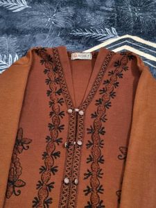 Embroidered Brown Cardigan