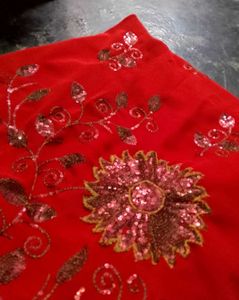 Orange Embroidered Saree ♥️