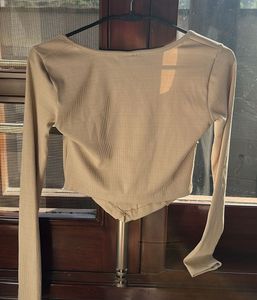 Beige Long Sleeve Top
