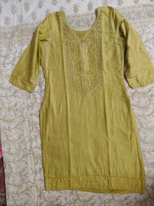 Lime green stitched salwar suit