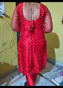 Red Embellished Kurta