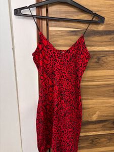 Red Animal Print Slip Dress