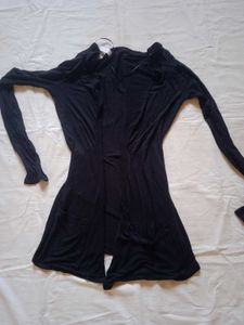 Black Cardigan &amp; White Top Set