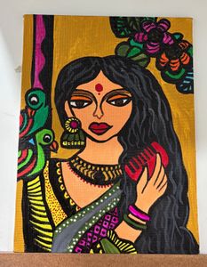 Colorful Indian Woman Portrait Painting