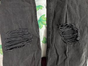 Charcoal Ripped Bootcut Jeans