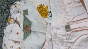 Peach Floral Tiered Kurta Palazzo Set