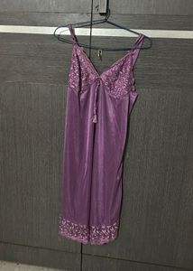 Satin Short Nighty with Lace & Robe