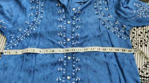 Blue Embroidery Work Top Bust Size-40