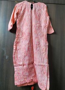 Peach Designer Stitched Kurta Pant Dupatta Set