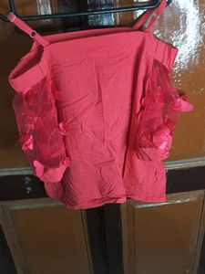 Red Cold Shoulder Top