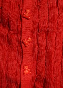 Handmade Red Knit Vest with Cute Bear Buttons