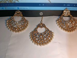 Earrings and Tikka Indian Jewelry Set