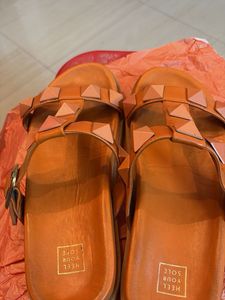 Orange Studded Flats
