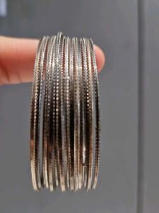 Black Metallic Bangles (Set Of 14)