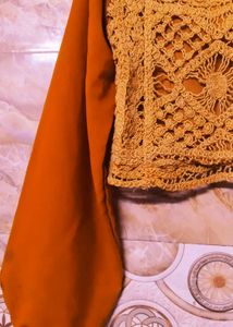 Crochet Detail Long Sleeve Crop Top