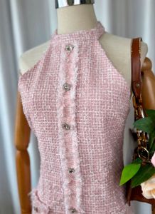 Pink Tweed Halter Dress