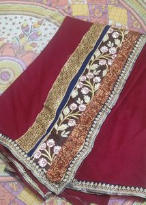 Maroon Saree Party Wear