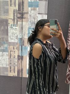 Striped Cold Shoulder Top