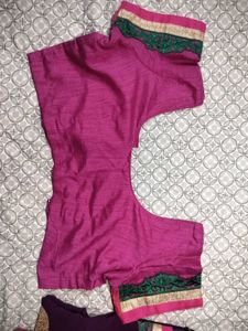 Elegant Purple &amp; Pink Saree with Embellishments