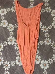 Peach Bodysuit Top Forever 21 Deep Back Side