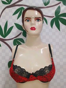 (700)Red & Black Lace Bra