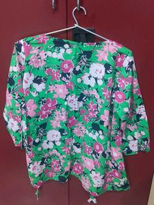 Floral Green Wrap Top