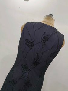 Elegant Navy Lace Maxi Dress