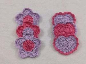 Crochet Handmade Flower And Heart Coasters